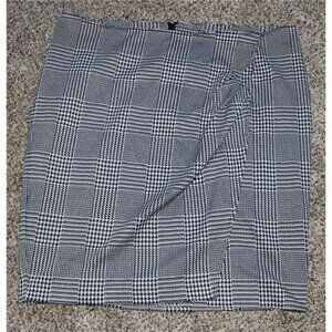 Lane Bryant 22 Winter Houndstooth Skirt Knee Length Pencil Faux Wrap